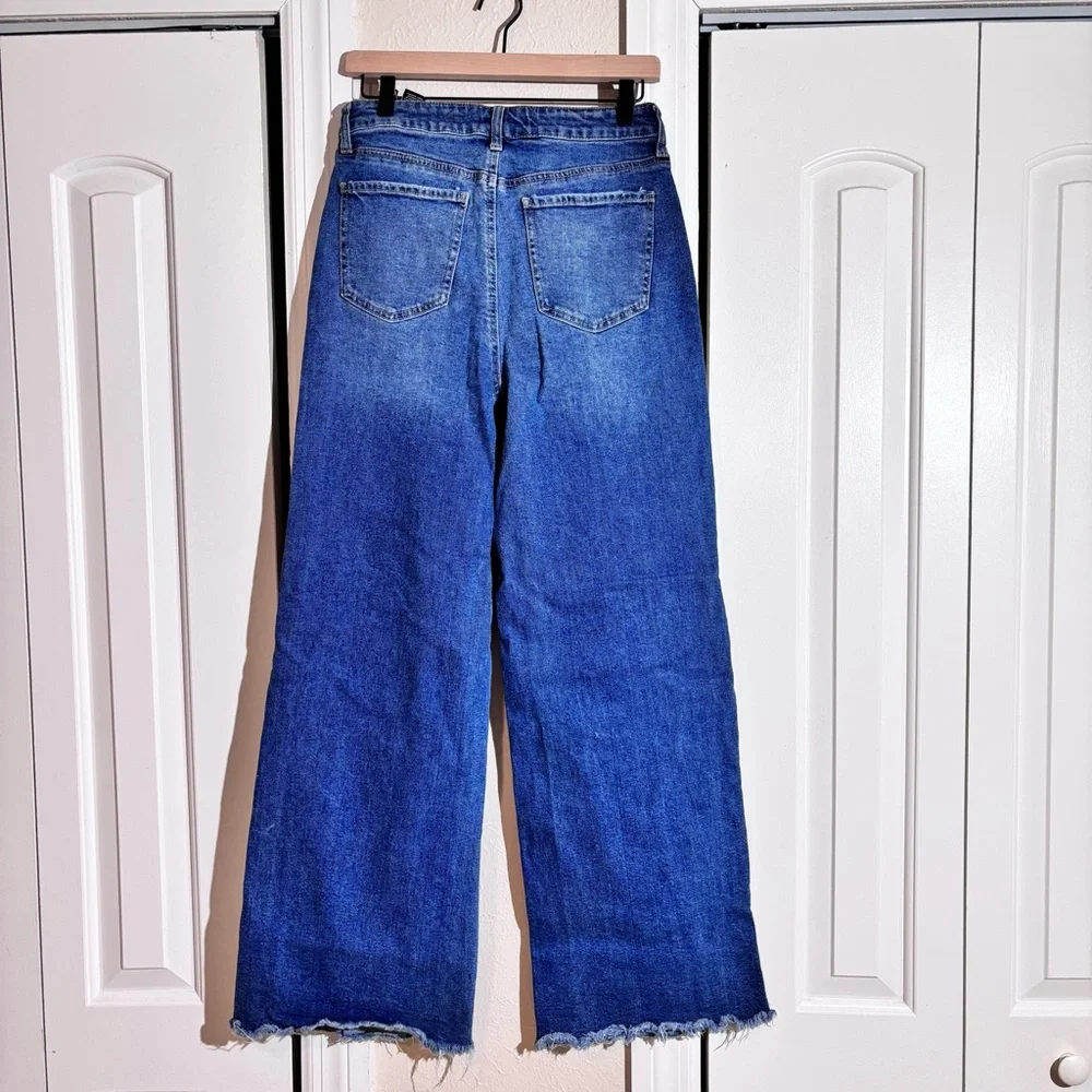 Blue Flare Jeans with Raw Hem - Picture 5 of 5